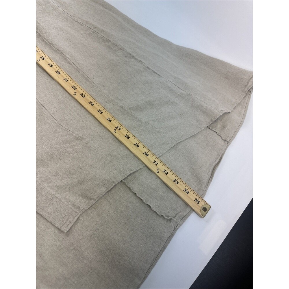 Soft Surroundings Linen Maxi Skirt Button Down Pockets Natural Tan Womens Large - Picture 10 of 12